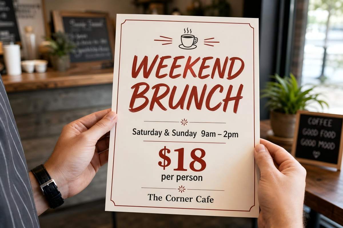 Restaurants need flyers fast and often — AI fits the weekly cadence perfectly
