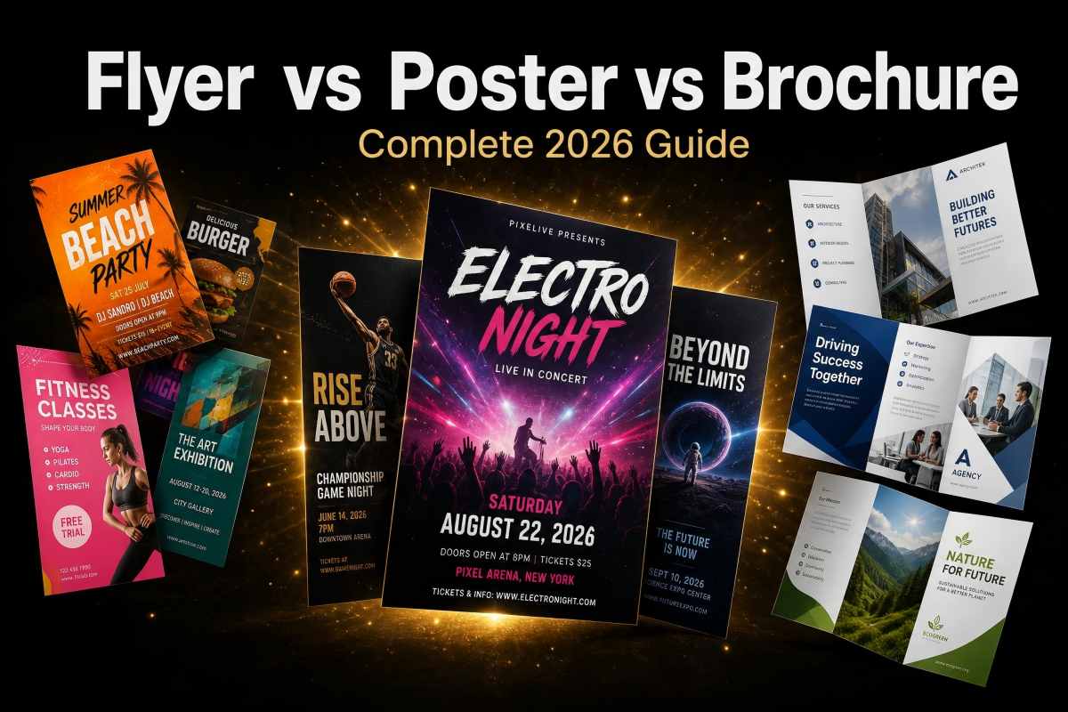 Flyer vs Poster vs Brochure — Differences and When to Use Each